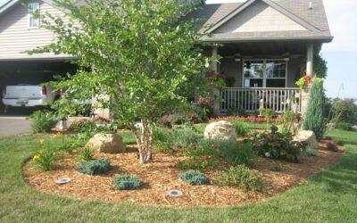 Front Yard Landscape Island Installed in Farmington