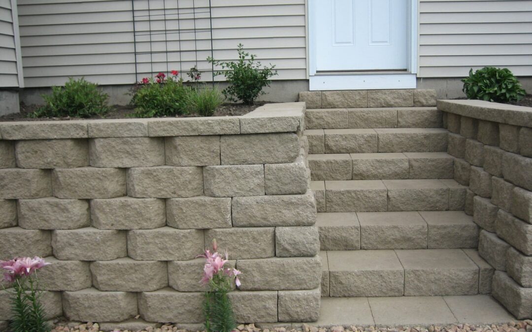Anchor Retaining Wall Block and Step Units installed in Rosemount