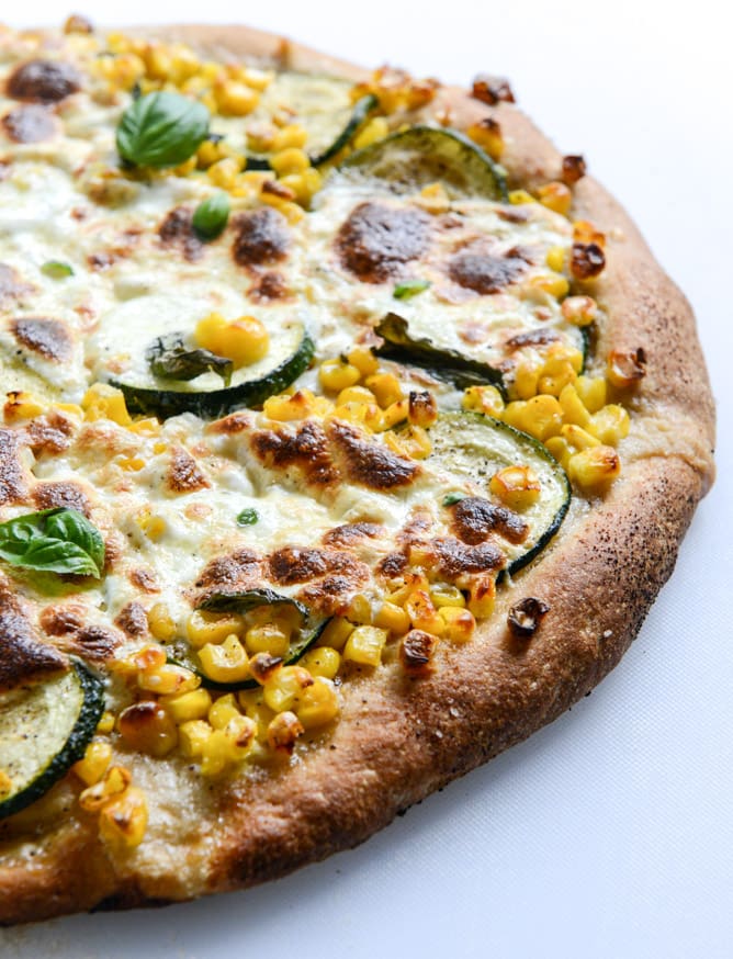 Sweet Corn Zucchini Mozarella Pizza