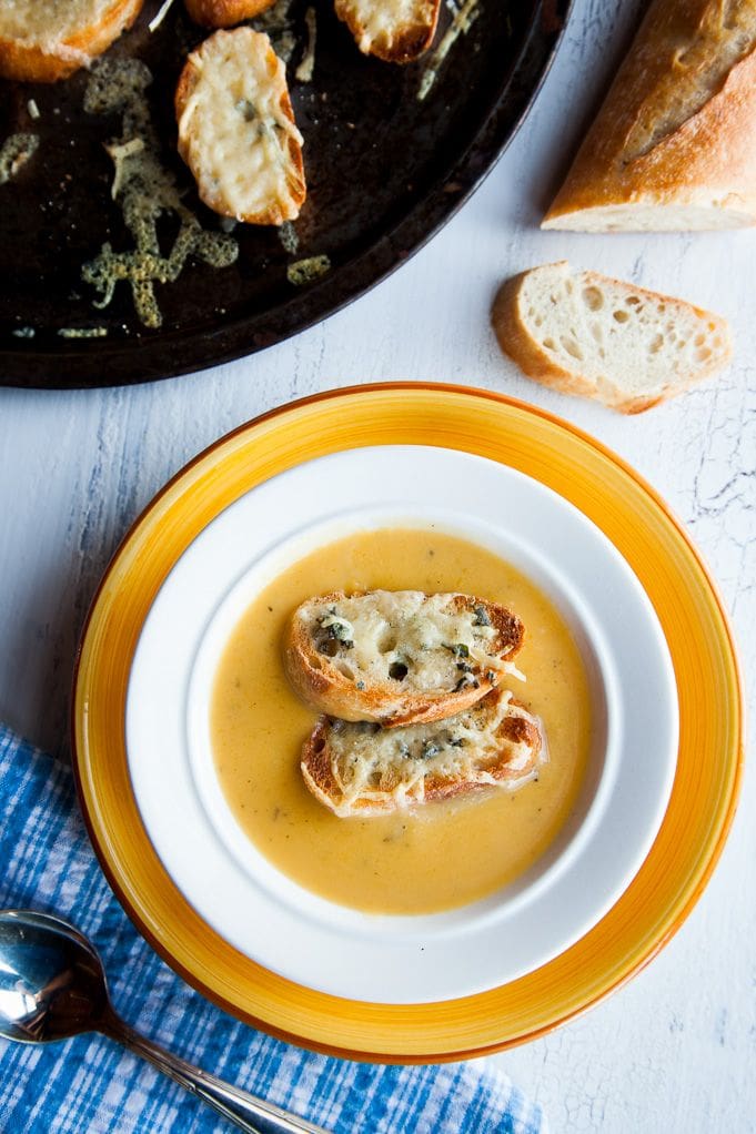 Winter Squash Soup with Gruyere Croutons