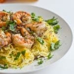 Roasted Spaghetti Squash with Shrimp Pasta