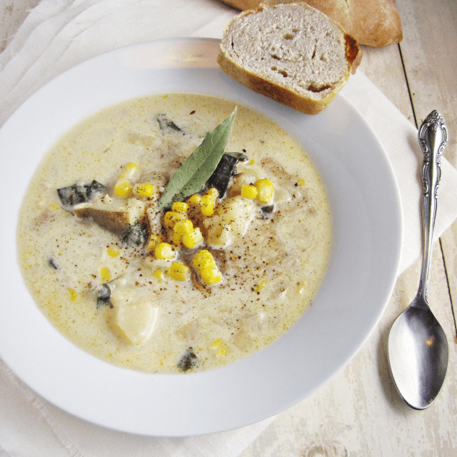 Potato, Kale and Corn Chowder