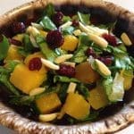 Roasted Winter Squash with Onions, Spinach and Dried Cranberries