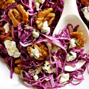 Red Cabbage Salad with Blue Cheese and Maple-Glazed Walnuts