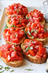 Bruschetta with Tomatoes, Cucumbers and Basil