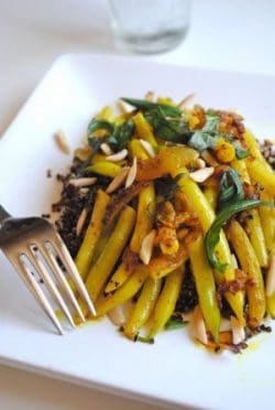 Indian-Spiced Yellow Wax Beans with Black Quinoa