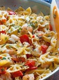 Pasta with Roma Tomatoes and Shrimp Sauce