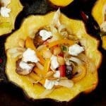 Acorn Squash with Mushrooms, Peppers and Goat Cheese