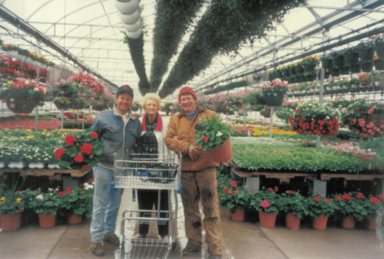 Interior Greenhouse with shoppingart and flowers