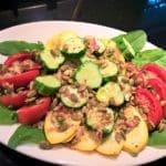 Ripe Tomato, Squash and Cucumber Salad with Roasted Pumpkin Seed Vinaigrette