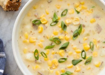 Celery, Corn and Bacon Chowder