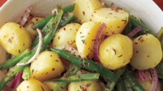 Potato Salad with Purple (or Green) Beans and Salsa Verde