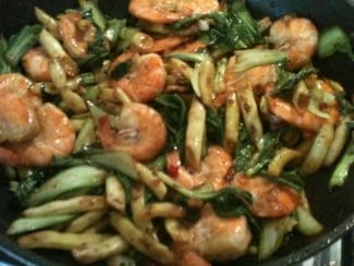 Shrimp Stir Fry with Bok Choy and Wax Beans