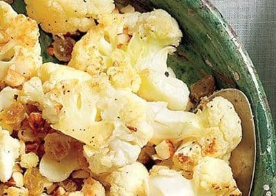 Roasted Cauliflower with Almonds and Golden Raisins