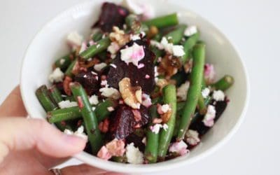 Roasted Green Beans with Beets, Feta and Walnuts