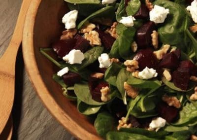 Roasted Beet Salad with Walnuts, Goat Cheese and Honey-Dijon Vinaigrette