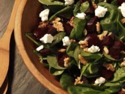 Roasted Beet Salad with Walnuts, Goat Cheese and Honey-Dijon Vinaigrette