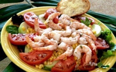 Layered Shrimp Salad with Parmesan Crostini