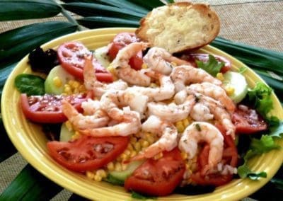 Layered Shrimp Salad with Parmesan Crostini