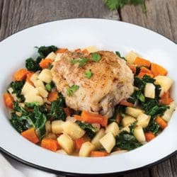 Apple Cider-Braised Chicken with Parsnips and Kale