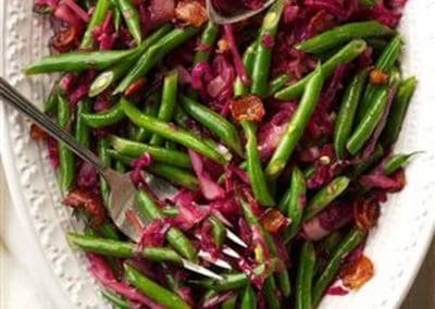 Sauteed Green Beans with Red Cabbage and Bacon