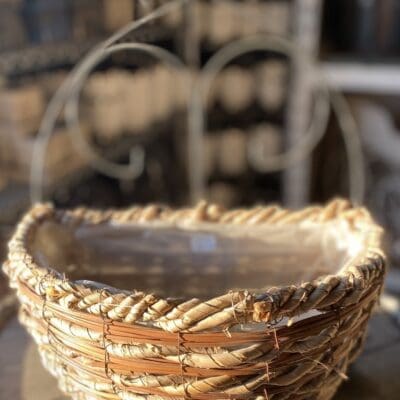 14" Wicker Basket Rose