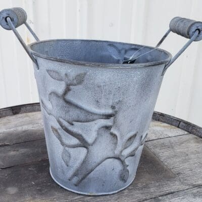 Metal Pail W/ Birds Large