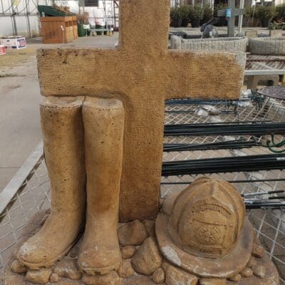 Fireman Boot And Hat At Cross