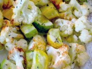 Garlic Herb Roasted Cauliflower, Mushrooms and Zucchini