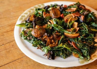 Kale with Mushrooms and Bacon
