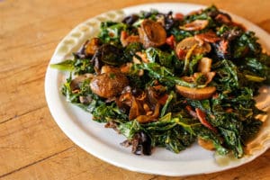 Kale with Mushrooms and Bacon