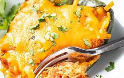 Keto Stuffed Poblano Peppers with Chicken and Cheese