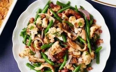 Roasted Cauliflower with Green Beans and Mushrooms