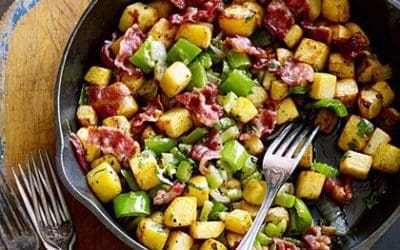 Rutabaga Hash with Cabbage, Bacon and Leeks