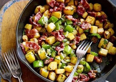 Rutabaga Hash with Cabbage, Bacon and Leeks