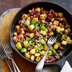 Rutabaga Hash with Cabbage, Bacon and Leeks