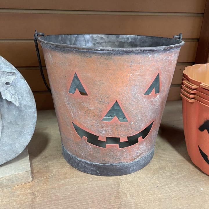 JACK O LANTERN METAL BUCKET LARGE