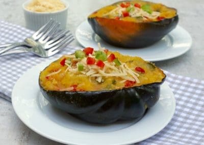 Baked Acorn Squash with Red Bell Pepper