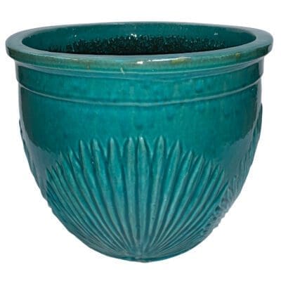 Crackle Turquoise Palm Planter - Crackle Turquoise