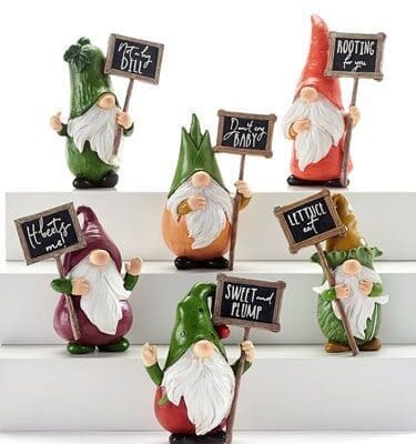 GARDEN VEGGIE GNOME W SIGN