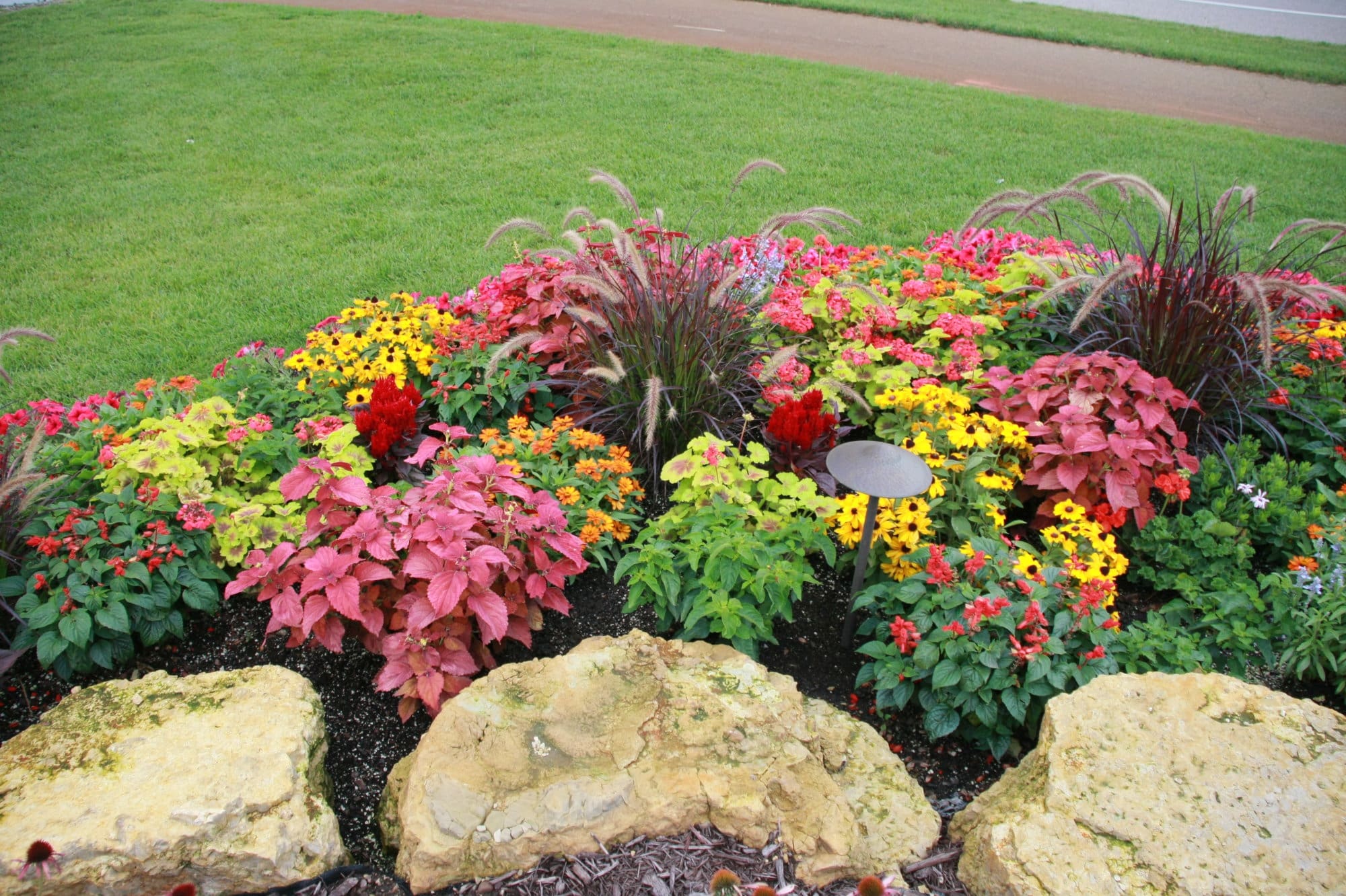 Outcropping Stones and Annual Planting Bed in Lakeville